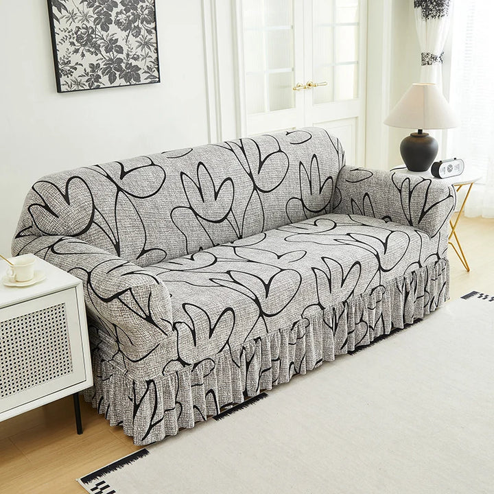 Wrapsody – High-Stretch Ruffled Skirt Sofa Slipcover
