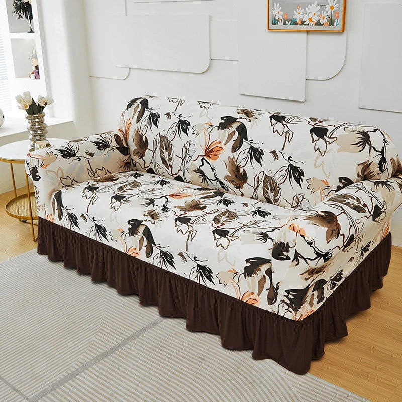 Wrapsody – High-Stretch Ruffled Skirt Sofa Slipcover