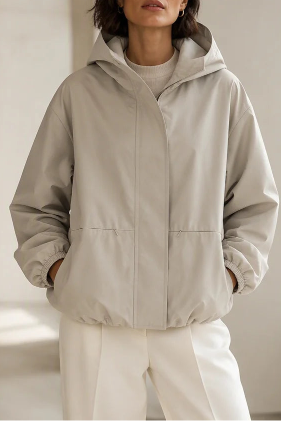Veluna – Sculpted Balloon-Hem Lightweight Windbreaker