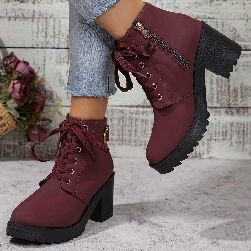 Stridewell – Buckle Lace-Up Chunky Platform Ankle Boots
