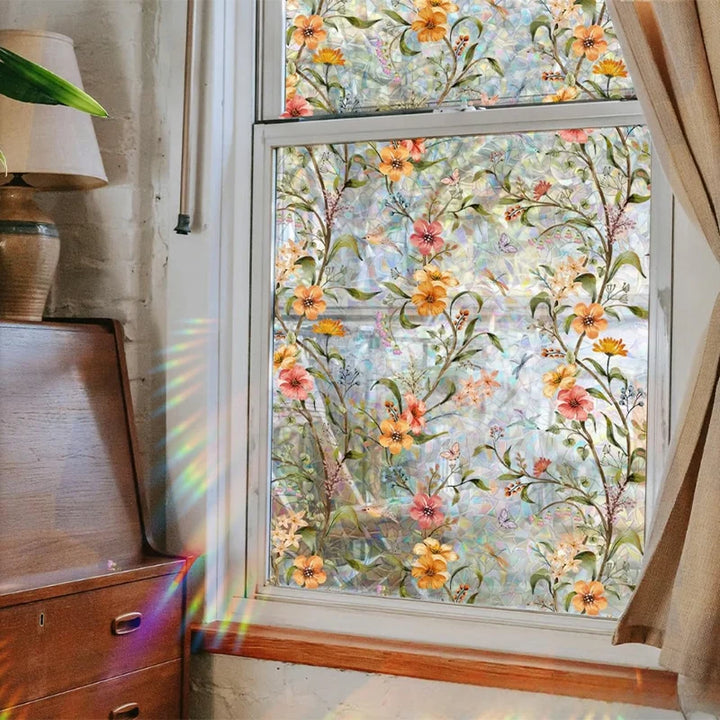 Lumiella – Embossed Floral Stained-Glass Window Film