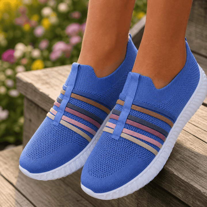 Steplia – Women's Breathable Mesh Slip-On Sneakers Blue / 5.5