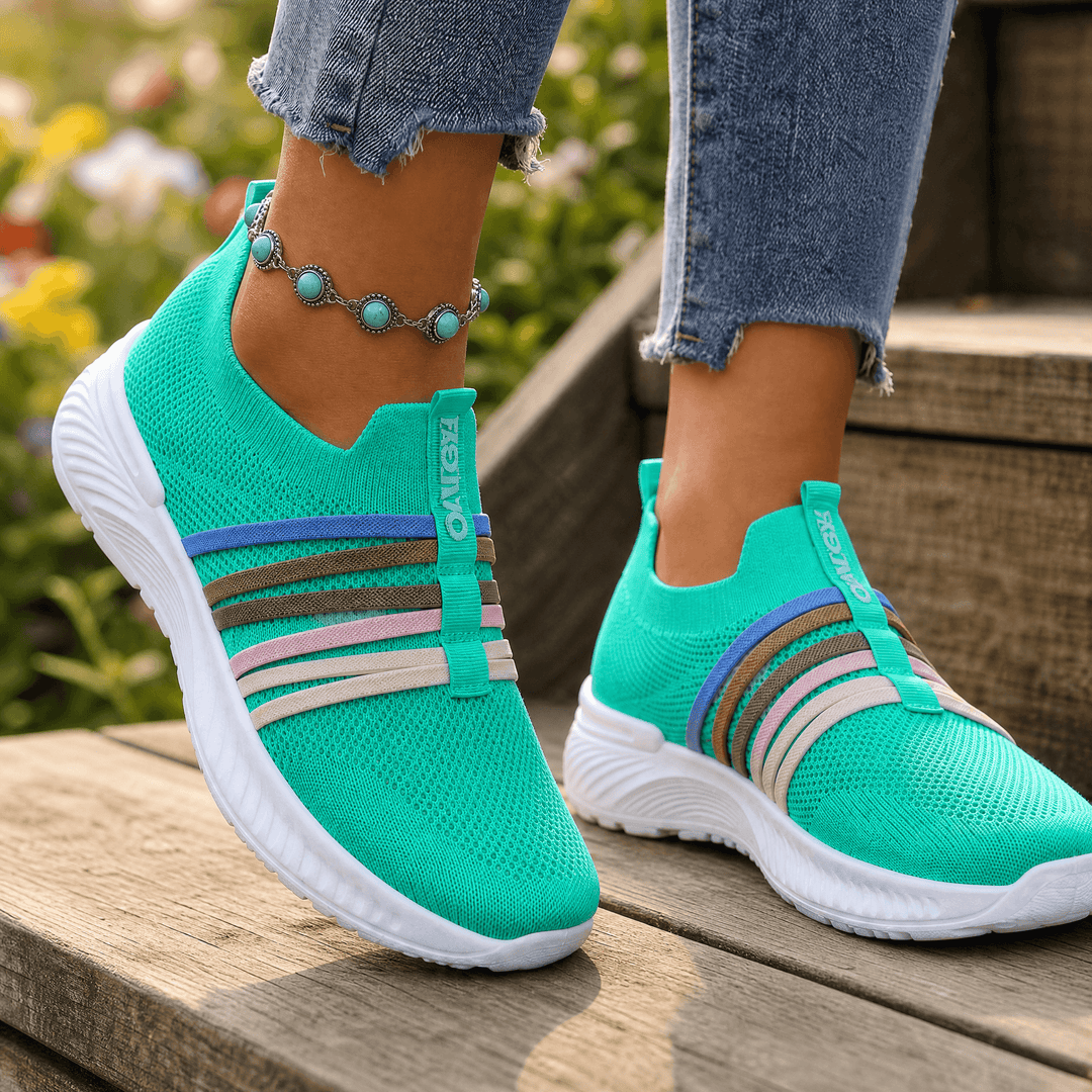 Steplia – Women's Breathable Mesh Slip-On Sneakers Green / 5.5