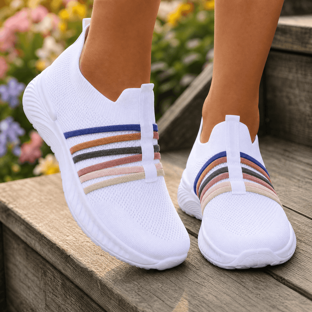Steplia – Women's Breathable Mesh Slip-On Sneakers White / 5.5
