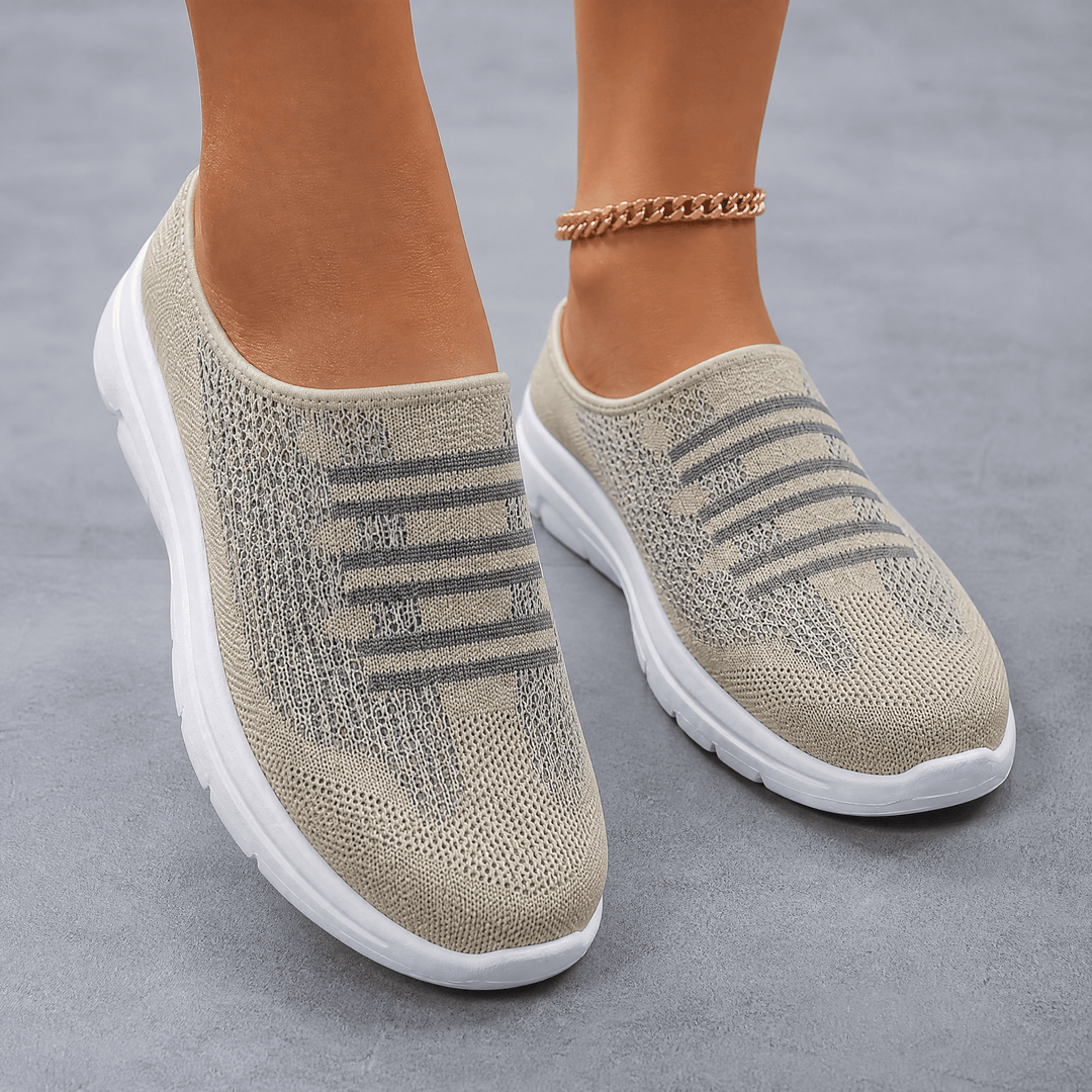Stepvana – Breathable Air Cushion Slip On Mules for Women Beige / 5.5