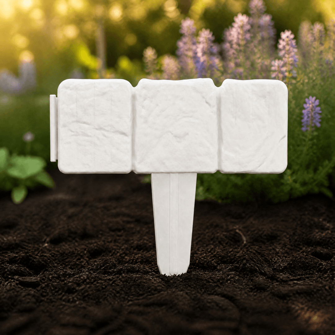 StoneCraft – Stake-In Faux Stone Garden Border Milky White