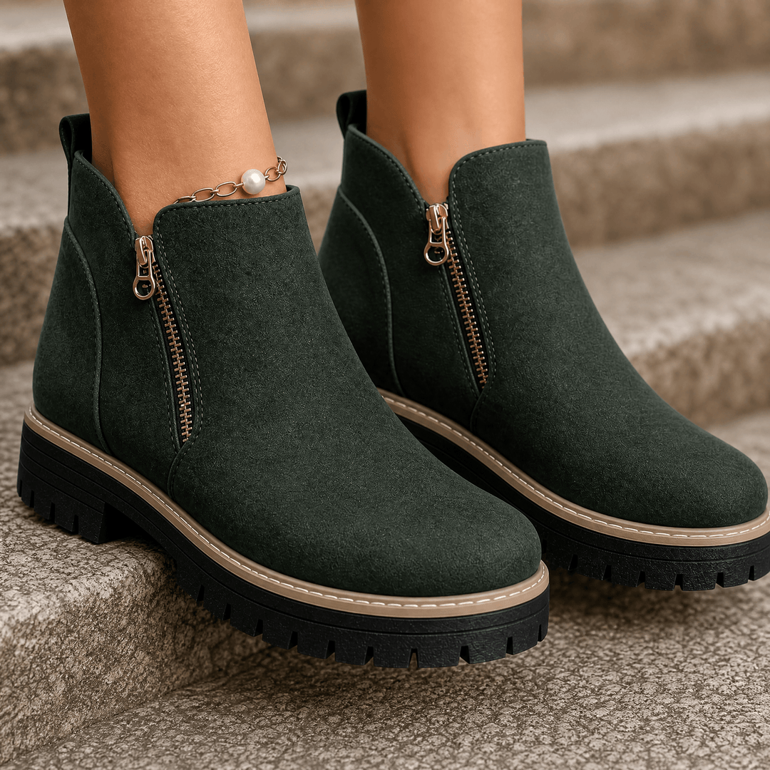 Strida – Women's Cushioned Platform Ankle Boots Green / 5