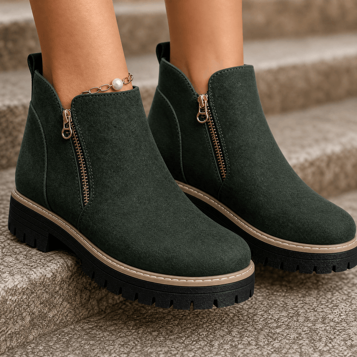 Strida – Women's Cushioned Platform Ankle Boots Green / 5