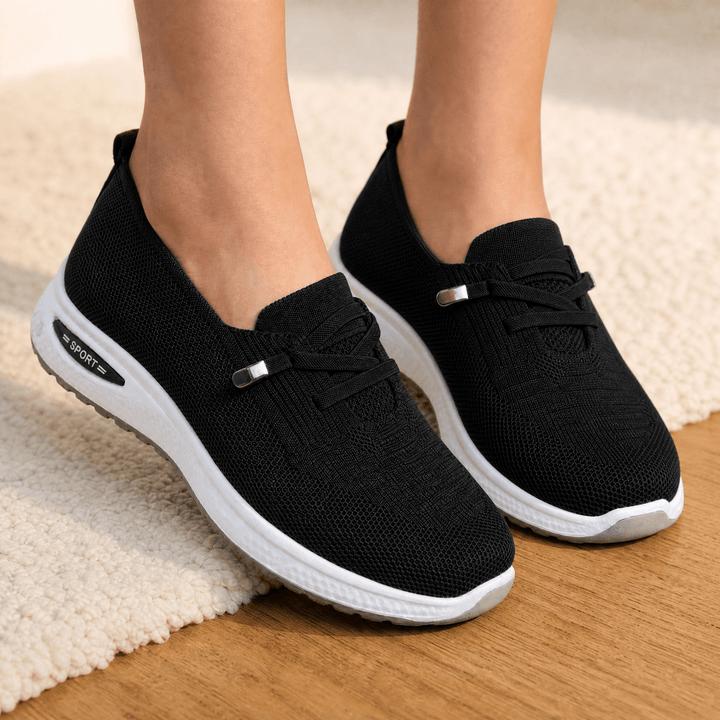 Strideflow – Lightweight Mesh Slip-On Sneakers Black / 5