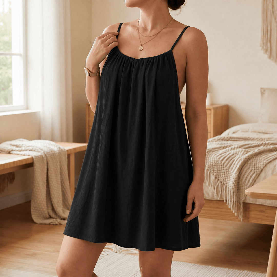 Summery™ Open-Back Sundress for Easy Summer Days Black