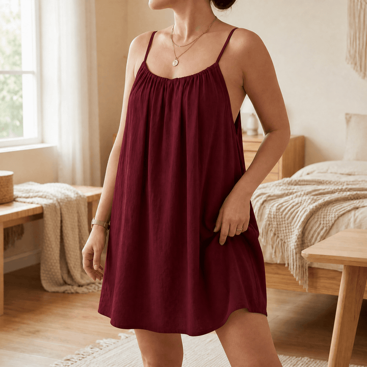 Summery™ Open-Back Sundress for Easy Summer Days Burgundy