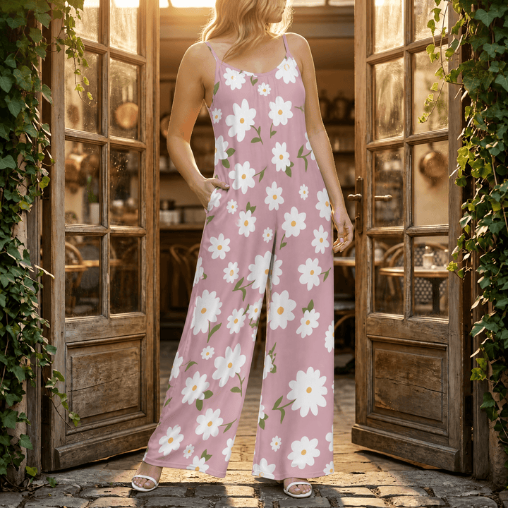 Sunara – Women's Floral Wide-Leg Plus-Size Jumpsuit Pink Daisy
