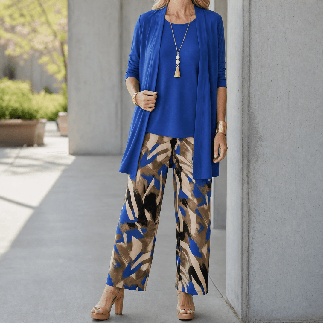 Taylor – Women's Elegant 3-Piece Cardigan Set Cobalt Blue / S