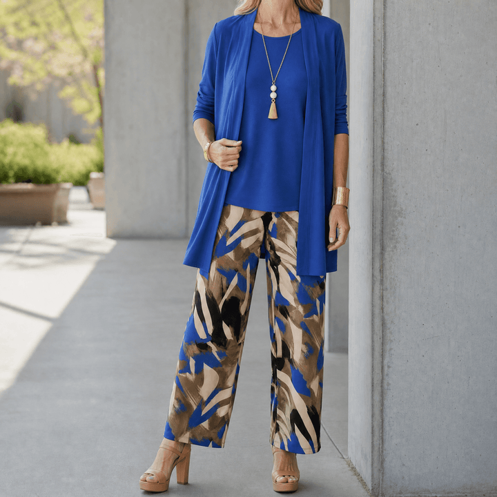 Taylor – Women's Elegant 3-Piece Cardigan Set Cobalt Blue / S