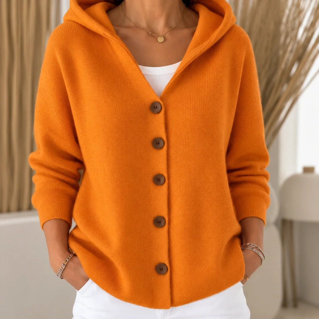 Teri – Button-Front Hooded Cardigan