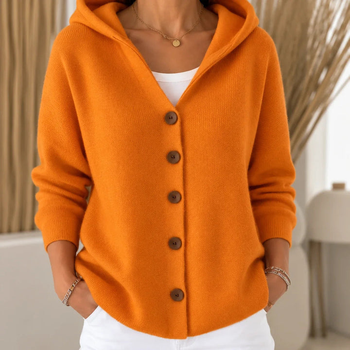 Teri – Button-Front Hooded Cardigan