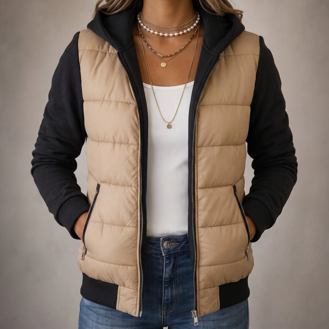 Layerelle – Quilted Panel Hooded Knit Jacket
