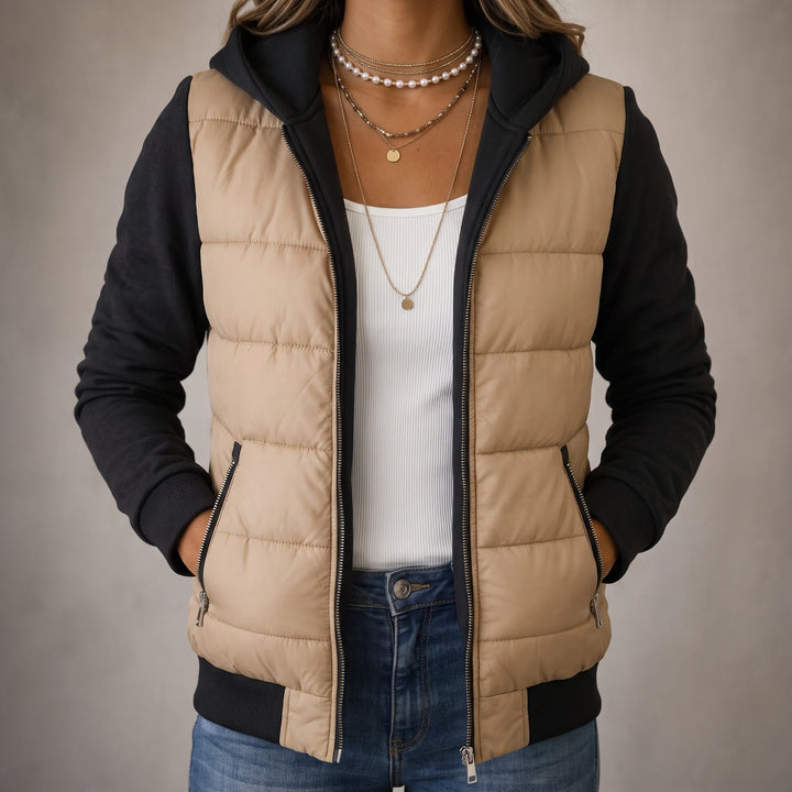 Layerelle – Quilted Panel Hooded Knit Jacket