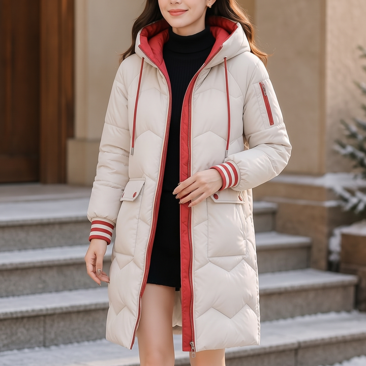 Cozyelle – Hooded Mid-Length Puffer Coat