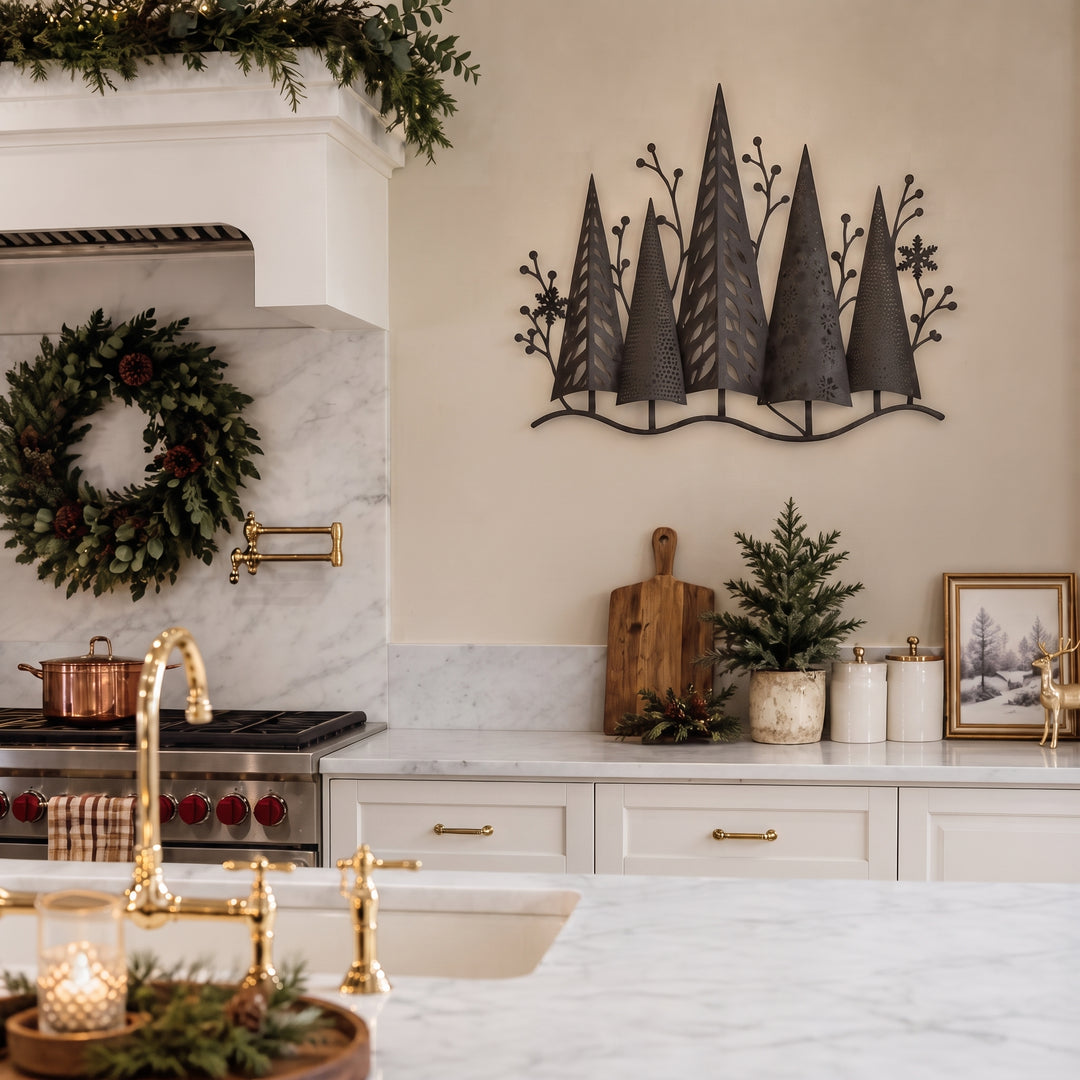 Everglow Forest – Layered Metal LED Christmas Wall Décor