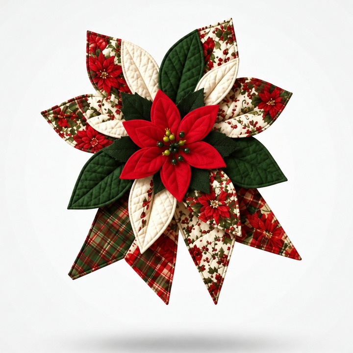Patchwork & Bow – Quilted Poinsettia Christmas Bow Sewing Kit