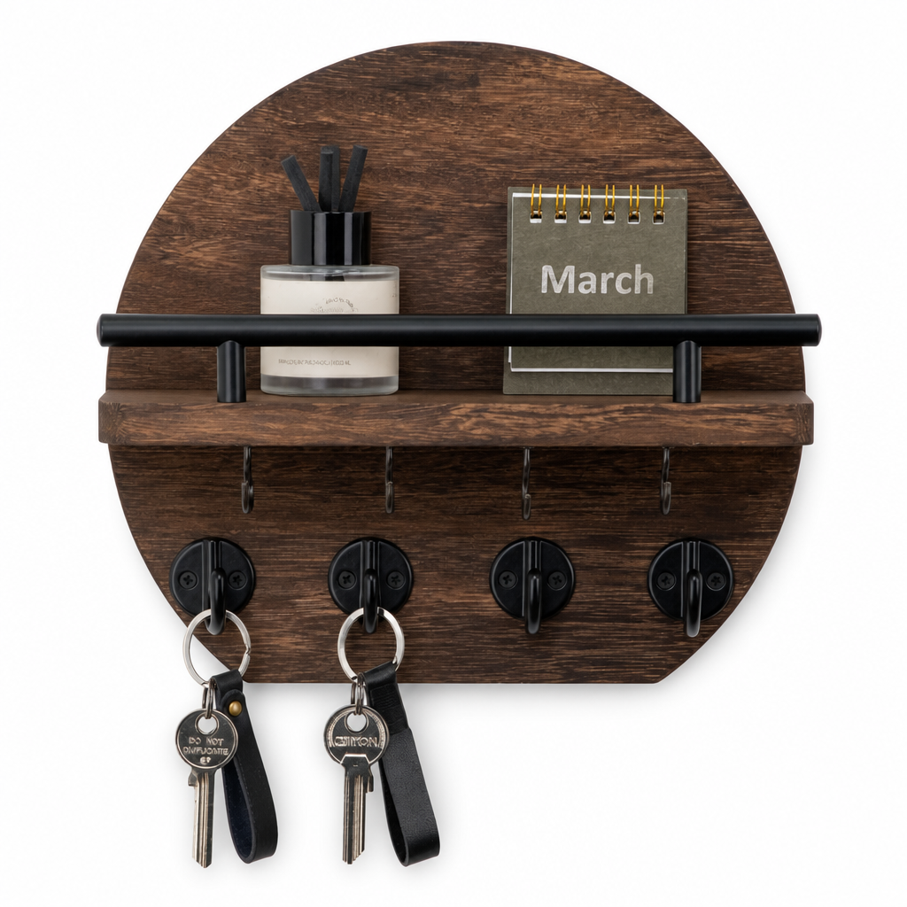 Keyhaven – Wall-Mounted Entryway Shelf With Double Hooks