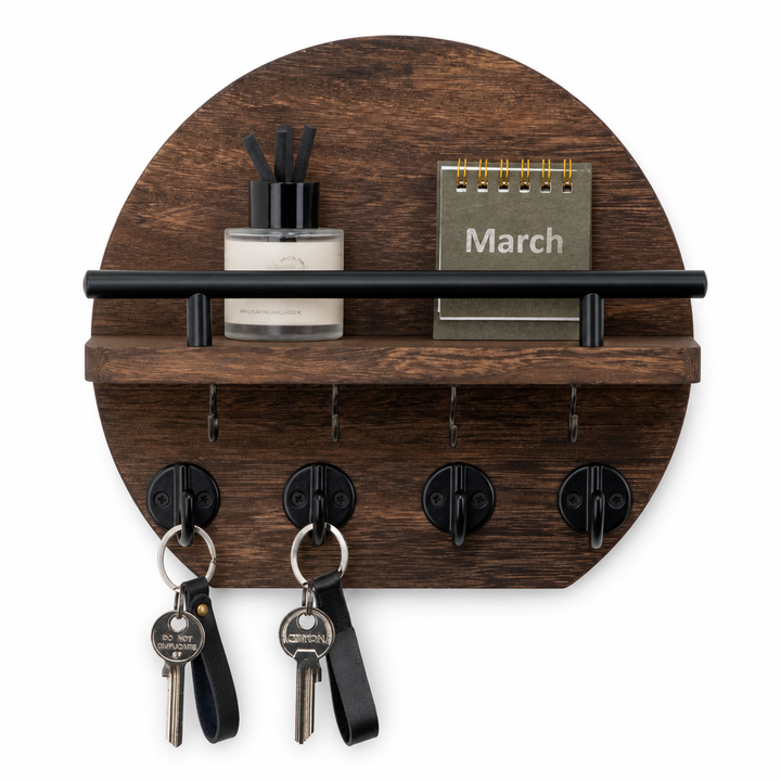 Keyhaven – Wall-Mounted Entryway Shelf With Double Hooks