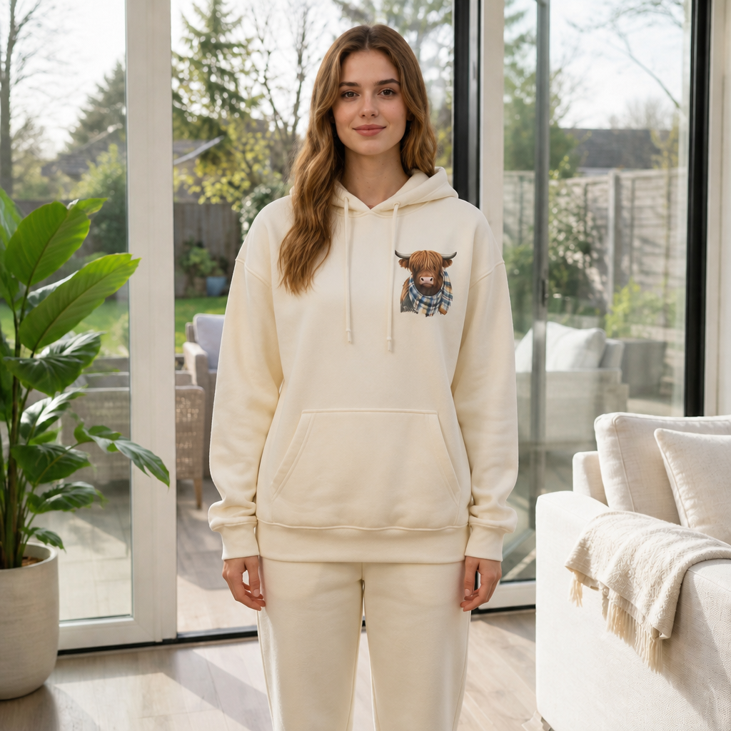 Highlander Fleece – Fleece-Lined Highland Cow Print Hoodie
