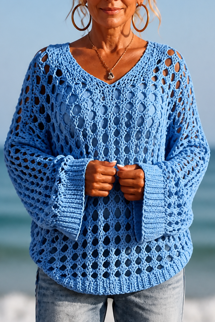 Sunlace – Open-Knit Off-Shoulder Oversized Sweater