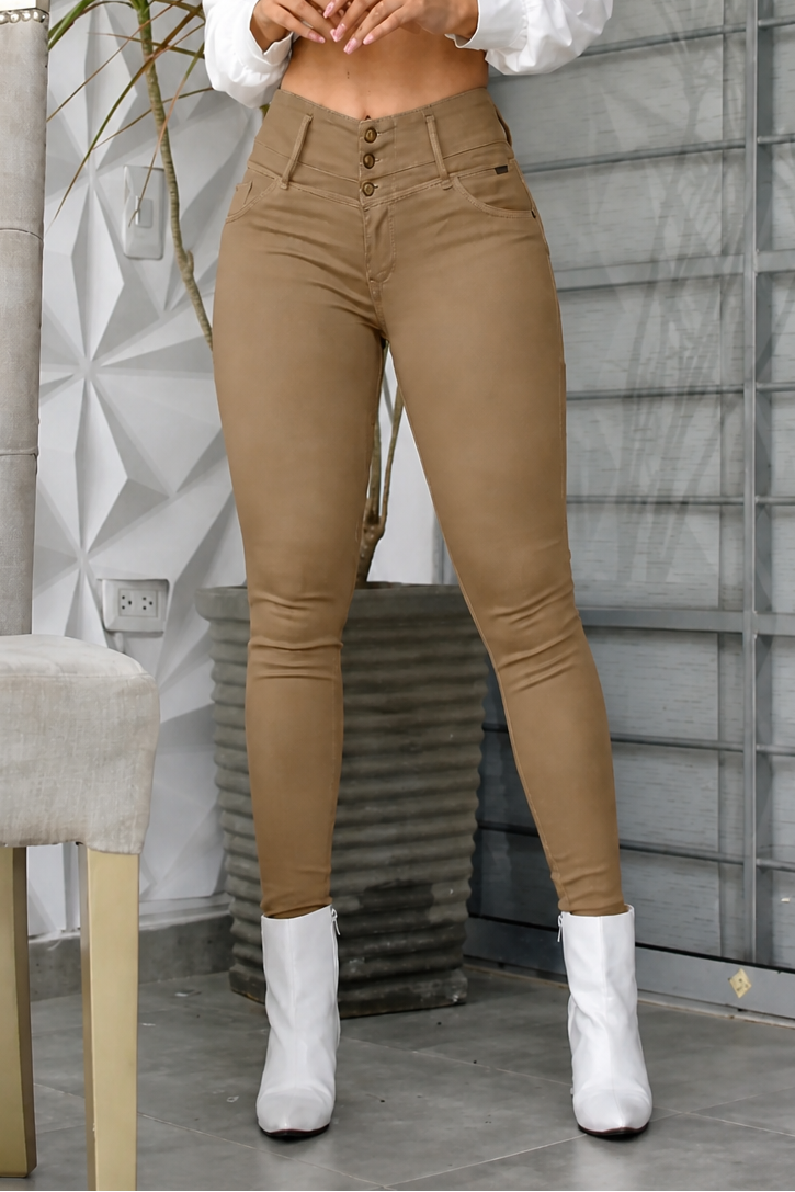 Waistlyn – Multi-Button High-Waisted Skinny Jeans