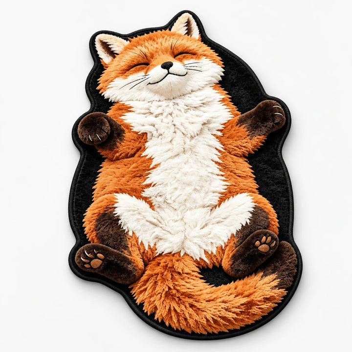 Tabby Tumble – Sleeping Cat-Shaped Plush Area Rug