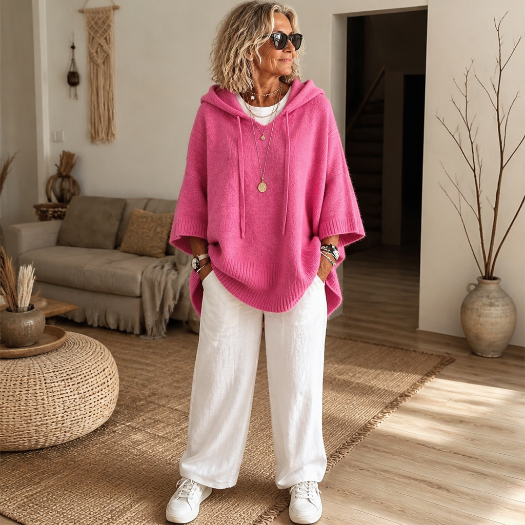 Cozelle – Frayed-Edge Open-Knit Oversized Hoodie