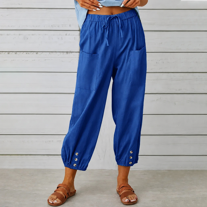 Wearbella – Wide-Leg Linen Blend Drawstring Pants