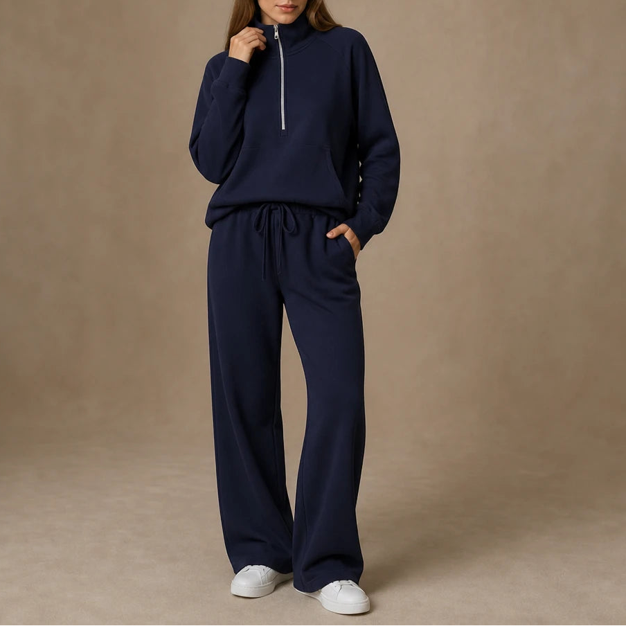 Ease & Elsewhere – Ribbed Oversized Top And Wide-Leg Pants Set