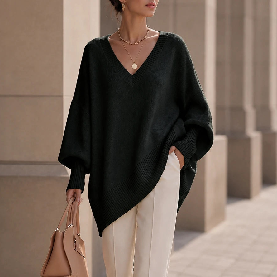 Mayfield – Oversized V-Neck Knit Sweater