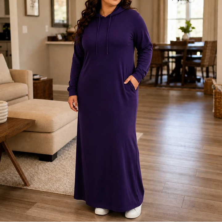 Easehaven – Hooded Pocket Knit Maxi Dress