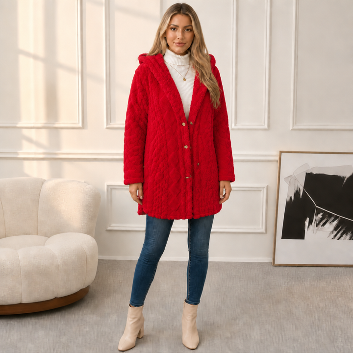 Wearbella – Diamond Jacquard Plush Hooded Coat