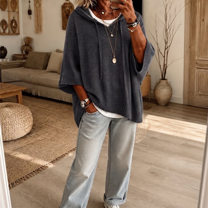 Cozelle – Frayed-Edge Open-Knit Oversized Hoodie