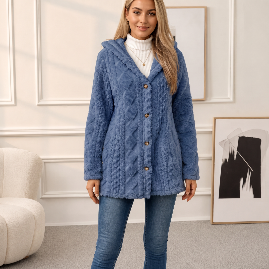 Wearbella – Diamond Jacquard Plush Hooded Coat