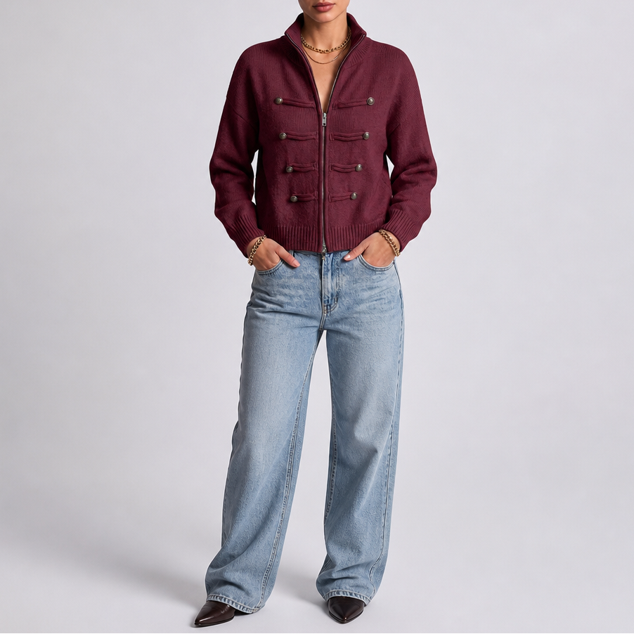 Wearbella – Hussar Knot-Detail Zip Cardigan