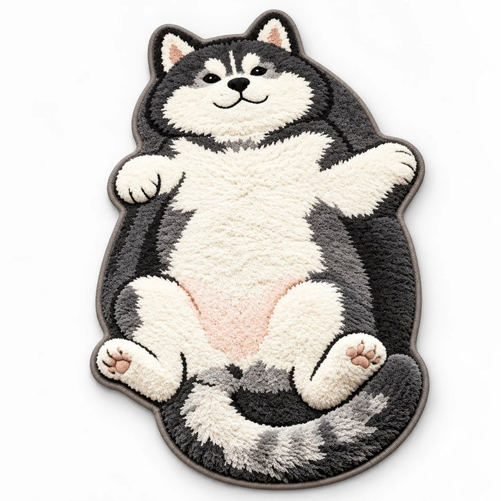 Tabby Tumble – Sleeping Cat-Shaped Plush Area Rug