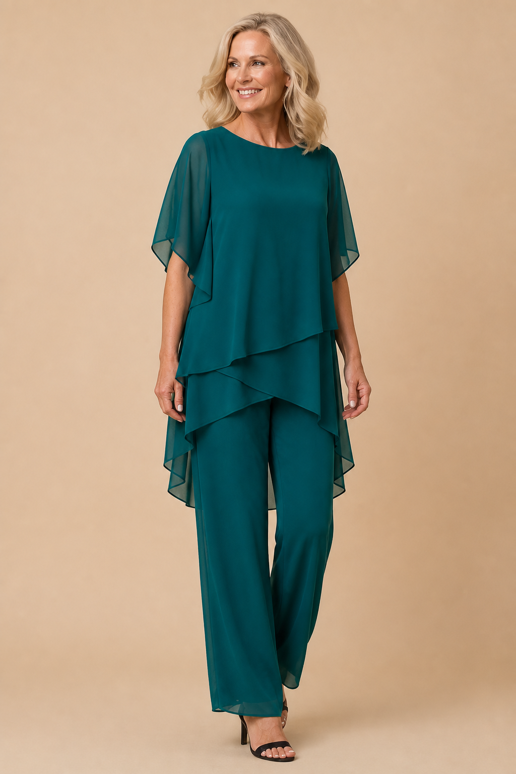 Wearbella – Draped Asymmetric Top And Wide-Leg Trouser Set