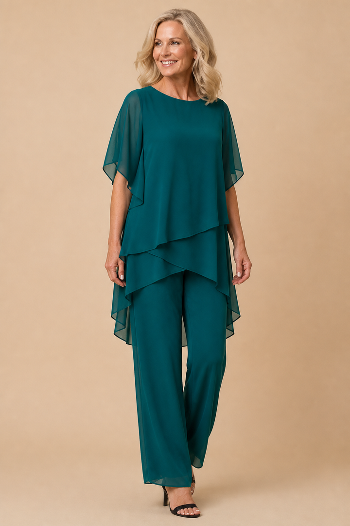 Wearbella – Draped Asymmetric Top And Wide-Leg Trouser Set