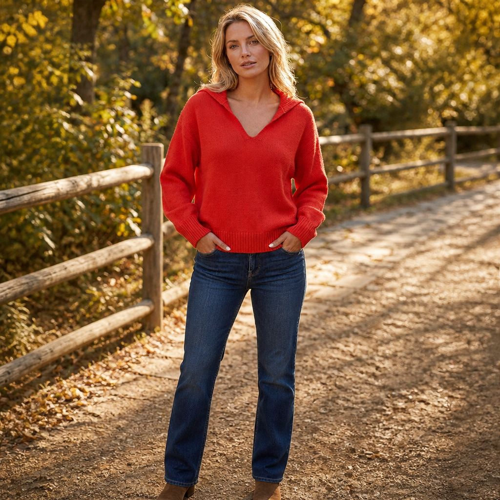 Lapella – Lapel Collar V-Neck Sweater