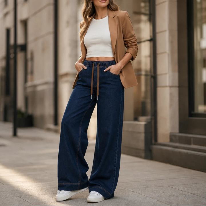 Tielora – Drawstring Waist Wide-Leg Jeans