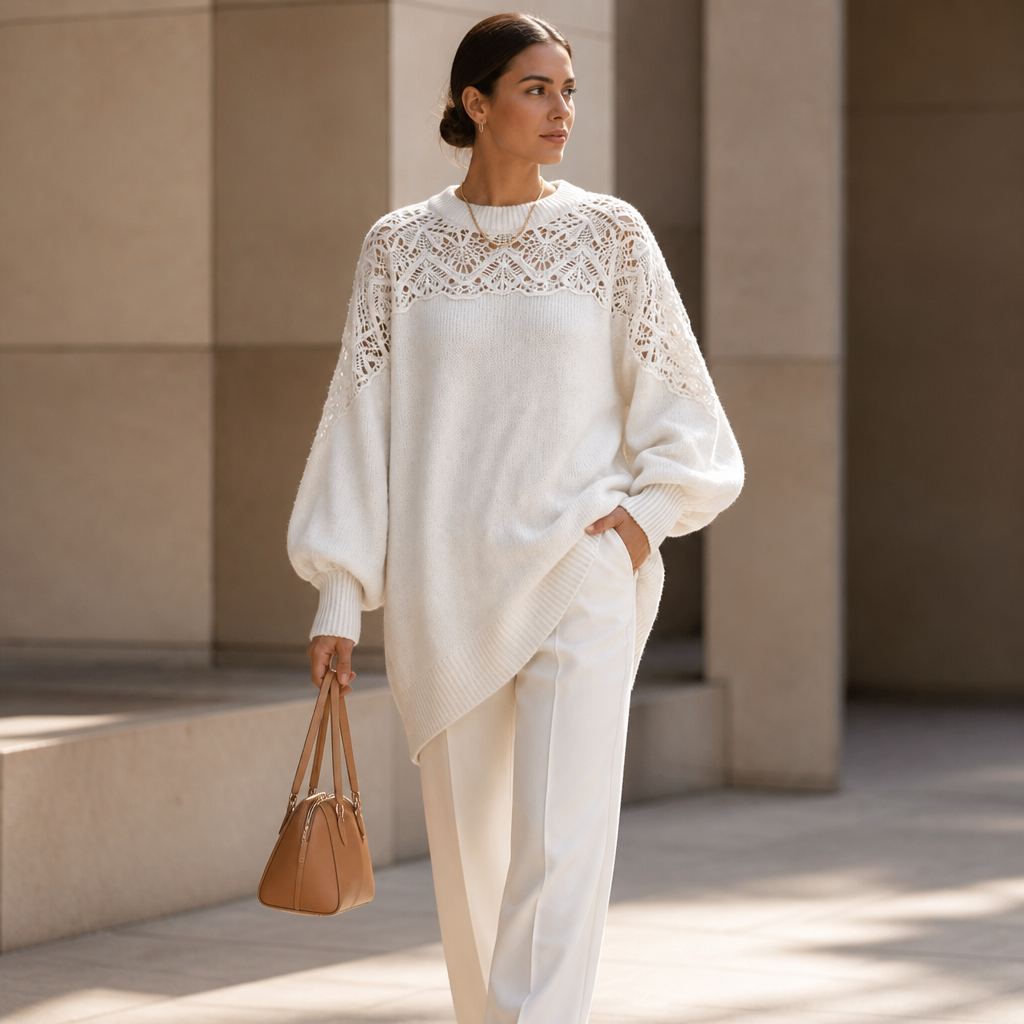 Lanternelle – Openwork Shoulder Oversized Sweater