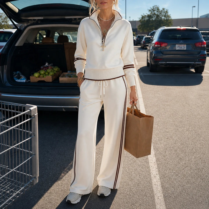 Veloura – Relaxed Knit Top And Wide-Leg Pants Set