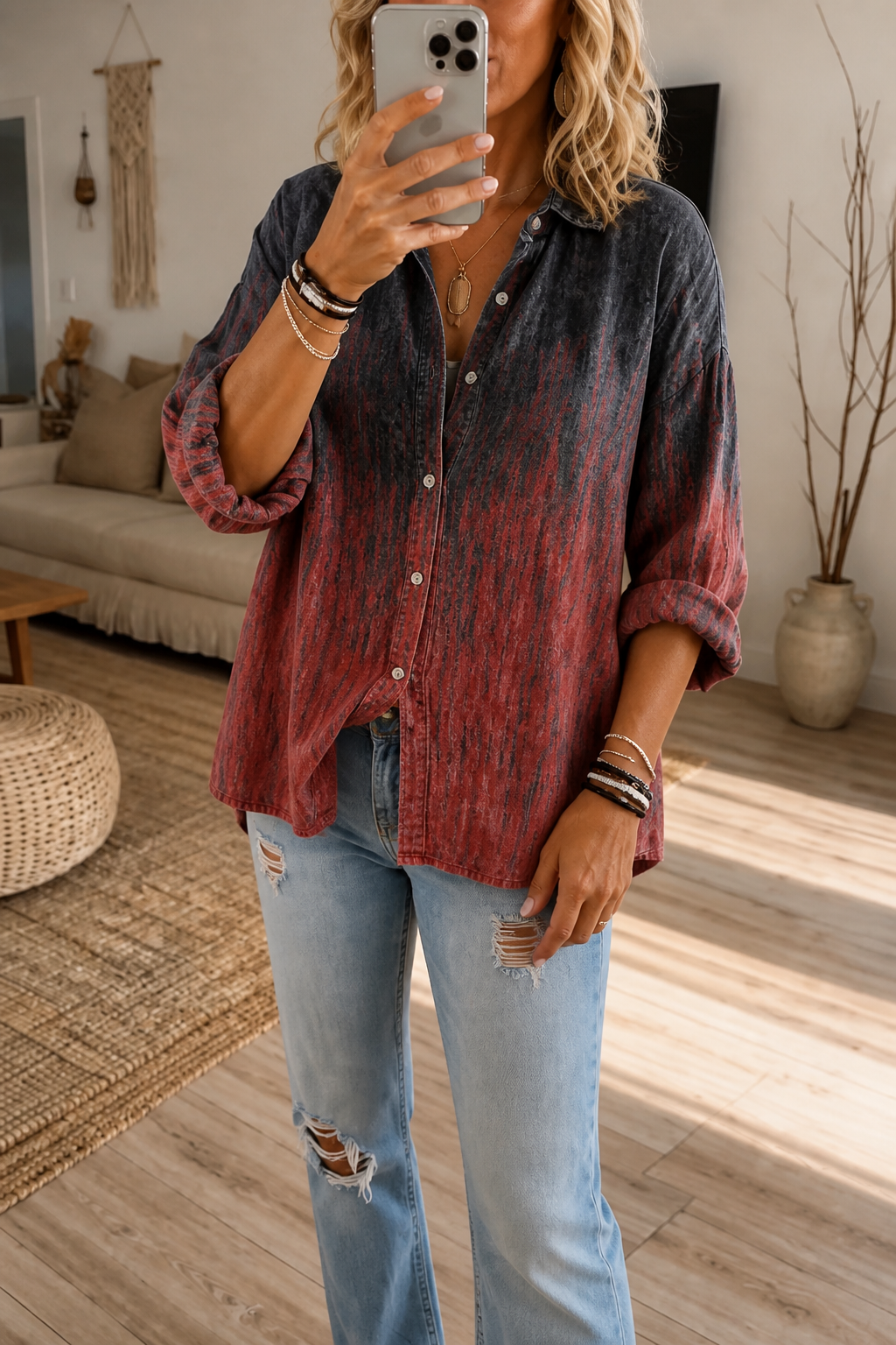 Wearbella – Vintage Floral Print Button-Up Blouse
