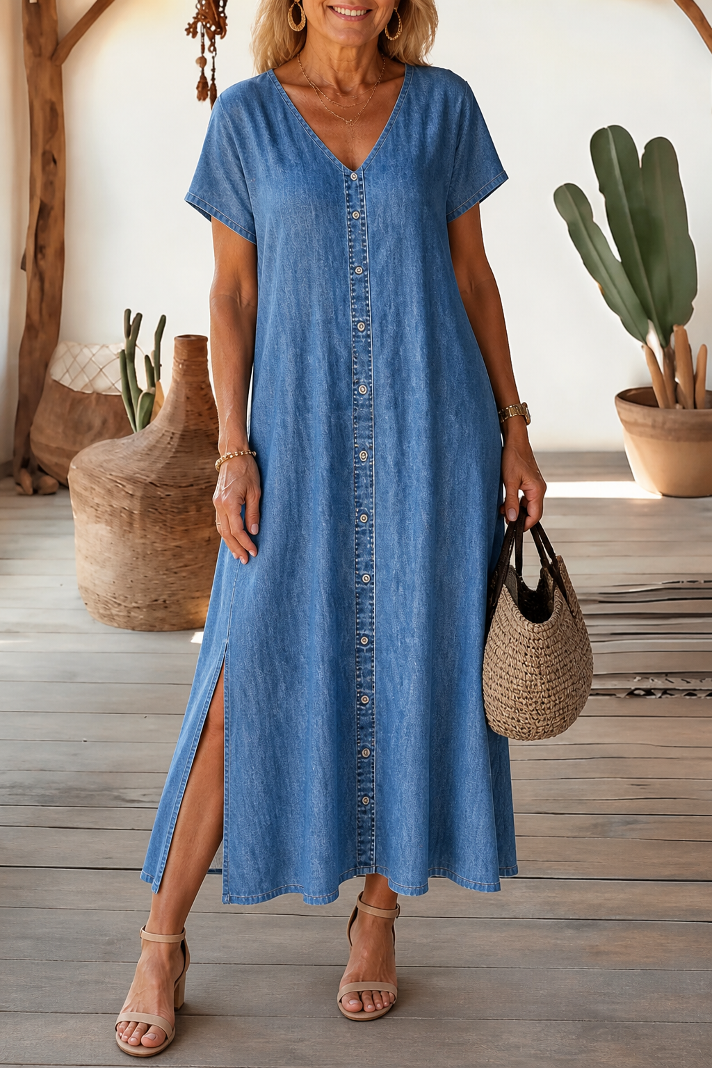Wearbella – Soft Denim-Look Oversized Shirt Dress
