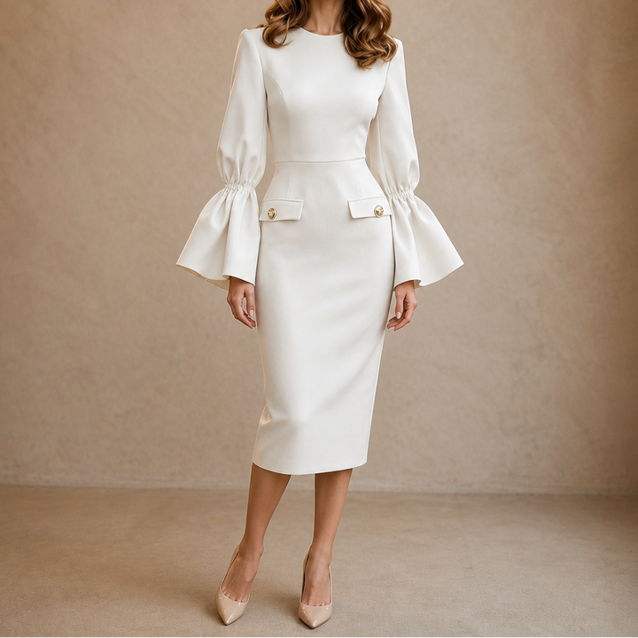 Sleevana – Flared Cuff Bodycon Midi Dress